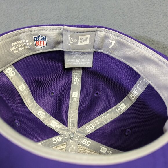 New Era Vikings Hat Men's 7 Purple Fitted NFL Football 59Fifty - Picture 7 of 10